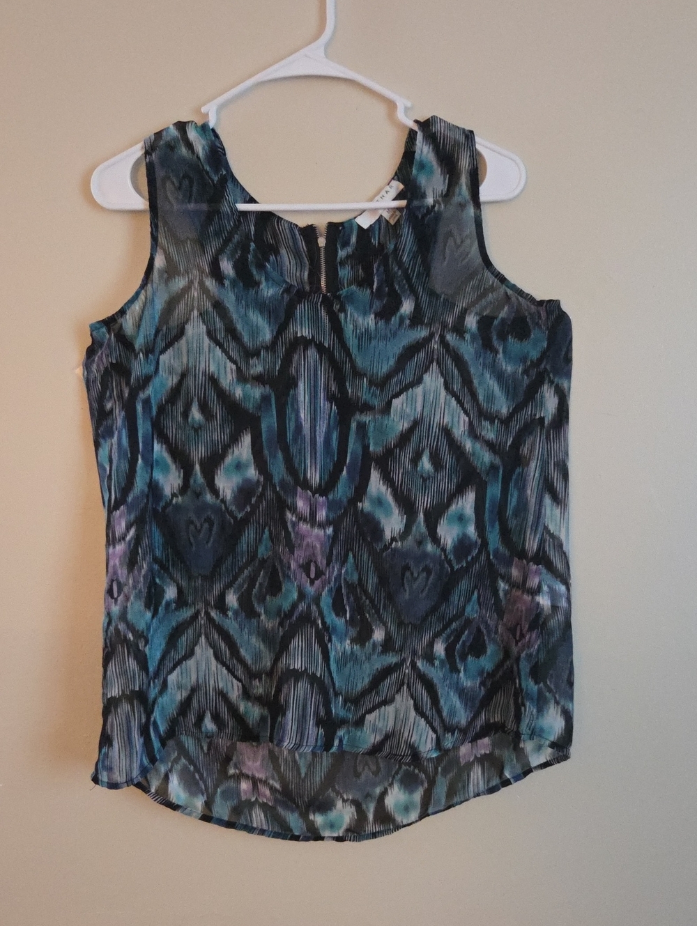 Kenar Teal, Purple, and Black Abstract Print Tank Top